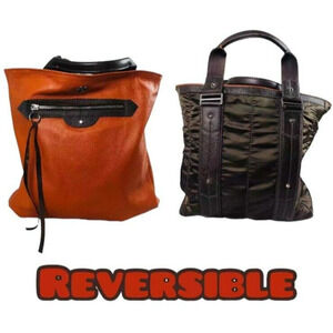 Vigilant Leather Goods Womens Handbag Tote Bag Reversible Orange Brown